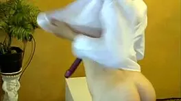 alluring brunette babe strips teasing on webcam solo show