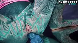 psychedelic hippies pip dive into wild dildo anal play