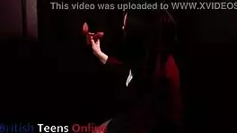 student deepthroats cock at gloryhole swallowing every drop