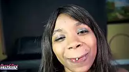 Petite Brunette Evelyn Delivers Long Wet Blowjob and Intense Pussy Fucking