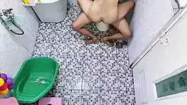 peeking on neighbor fucking hard in the bathroom