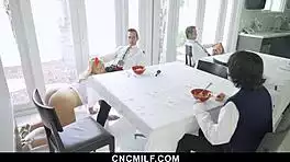 Thick curvy milf lets young guy use her body during chores