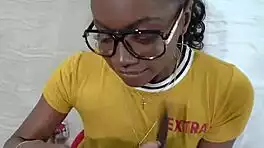 horny ebony teen impales on black stud's monster cock deep