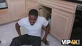 valentine nappi slurps huge bbc before getting blacked hard in kitchen