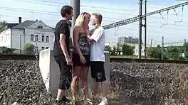 pretty milf risks it all in public threesome with monster cocks