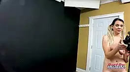 sabrina masturbates to juicy cock jizz facial