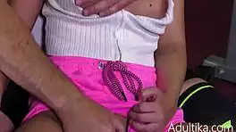 Blonde Gym Babe Anina Silk Rides Old Pervert Hard