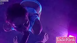 Black kinky couple teases with stripper dance and rough domination play