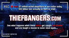 Store guard boldly rips panties and hammers young thief doggystyle over counter