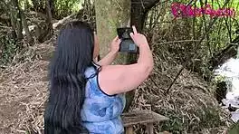 curvy cougar gets pounded outdoors by young stud