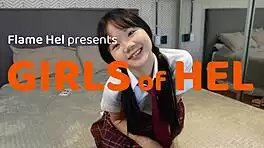 Asian schoolgirl in uniform gets cuffed for rough pounding fun