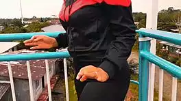 horny big ass redhead milf fucks hard for cash outdoors