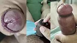 WATCH MY BEST CUMSHOTS AND JERKS ON SMALL PHIMOSIS COCK AS NEIGHBOR FINGERS WET PUSSY!