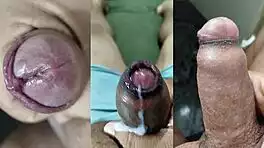 he jerks small phimosis cock as young girlfriend fingers wet pussy