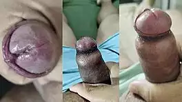 WATCH MY BEST CUMSHOTS AND JERKS ON SMALL PHIMOSIS COCK AS NEIGHBOR FINGERS WET PUSSY!