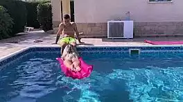 Woman Bent Over Poolside in Steamy Outdoor Encounter