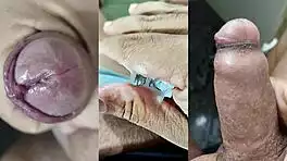 he jerks small phimosis cock as young girlfriend fingers wet pussy