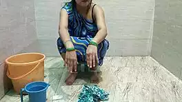 milf fucks hard while cleaning laundry chores