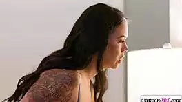 petite brunette facesits big tits asian milf in hot lesbian pussy eating session