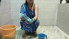 milf fucks hard while cleaning laundry chores