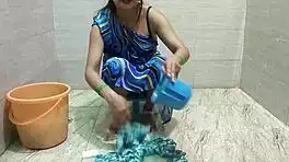 milf fucks hard while cleaning laundry chores