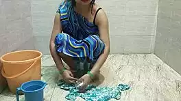 milf fucks hard while cleaning laundry chores