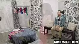 Stepdad Threesome with Two Teens in Mall Fuck Fest!