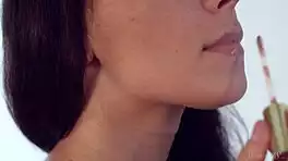 Dark Haired Sensual Teen Gropes Natural Tits Undresses in Mirror