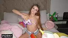 horny slut goes wild as huge cock stretches her tight cunt wide