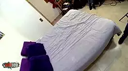 Blonde spanish model lucia fernandez works out pussy with hardcore gym sucking