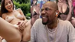 Tiny trans girl strokes small cock till cum covers her bald pussy