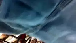 hey, check this jean overalls upskirt while shopping outdoors