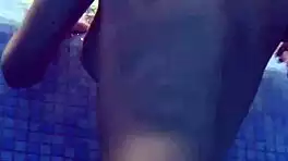 brunette babe mia ferrari dives into tight pool swimsuit tease