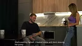 Wife's busy so i pound her super cool girlfriend's tight pussy backstage quickie