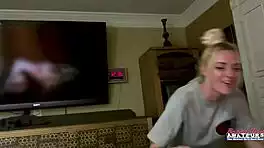 I strip naked, rub my small tits and stroke this hard cock