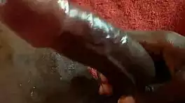 Hey, watch this huge cock explode with cum while jerking off in the bedroom!