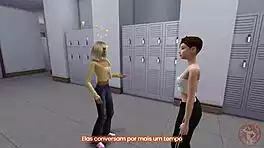 Novinha loses virginity to elderly man while naughty student seduces director in rpg visual novel