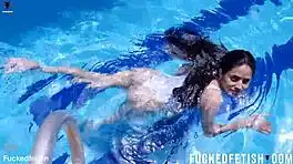 Helen Star soaks white swimwear in sexy poolside tease