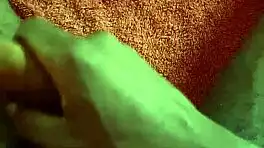 Hey, watch this huge cock explode with cum while jerking off in the bedroom!