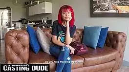 Redhead latina teen gives messy pov sloppy deepthroat monster cock blowjob