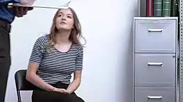 That petite shoplifter teen swallows officer's thick cock to escape trouble!