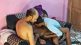 Beautiful horny babe feels intense emotions in interracial threesome fuck