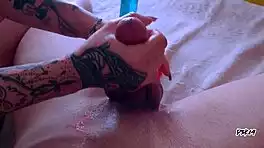 my little half-sis moans through orgasmic massages on my monster cock close-up
