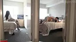 roommate's boyfriend fucks me hard while she's showering in college dorm