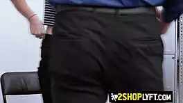 That petite shoplifter teen swallows officer's thick cock to escape trouble!