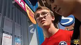 Dorky cuckold watches girlfriend's cash fuck with total stranger