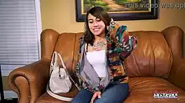 inked coed rihanna fucks dildo deep and sucks cock