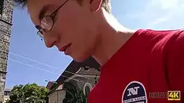 hunt4k. young brunette chick rides cock pov next to her watching cuckold