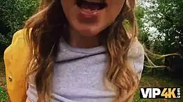 vip4k. crazy spanish hiker babe fucks pov in forest with old friend watching