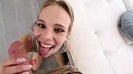 petite circus girl sneaks doggystyle ride cheating on sofa